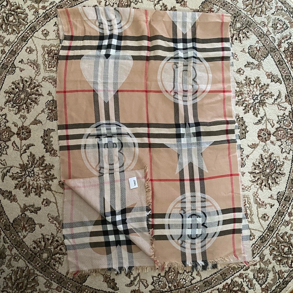 Tan and Black Checkered Scarf